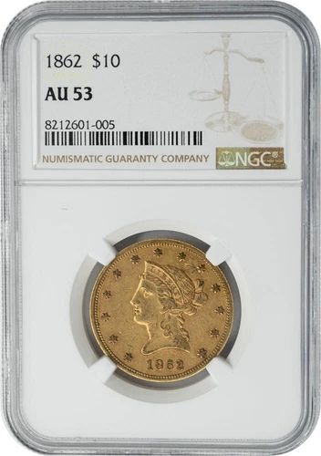 1862 $10 Gold Liberty AU53 NGC 949825-43