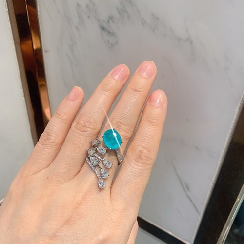 Paraiba Tourmaline Blue Ring Gemstone Ring Adjustable size - Picture 5 of 6