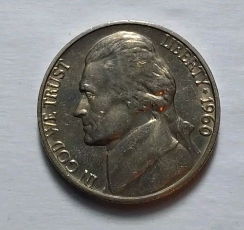 1960 P Jefferson Nickel Gem BU 5 Cent Coin-Monticello Reverse-Free Postage - Picture 5 of 6