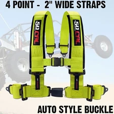 4 Point Off Road Harness 2" Belt Auto Style Buckle Push Button Release - YELLOW