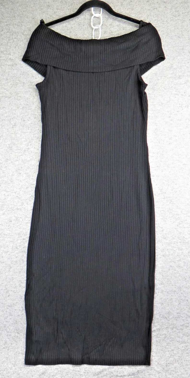 MICHAEL KORS Abito tubino Michael Core of KORS nero a costine in maglia body scollo a V nuovo con etichette taglia L