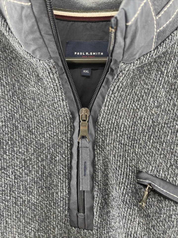 Paul R Smith Sudadera Para Hombre XXL Azul Pizarra Cuarto Cremallera Polar Pullover Foto 4 de 4