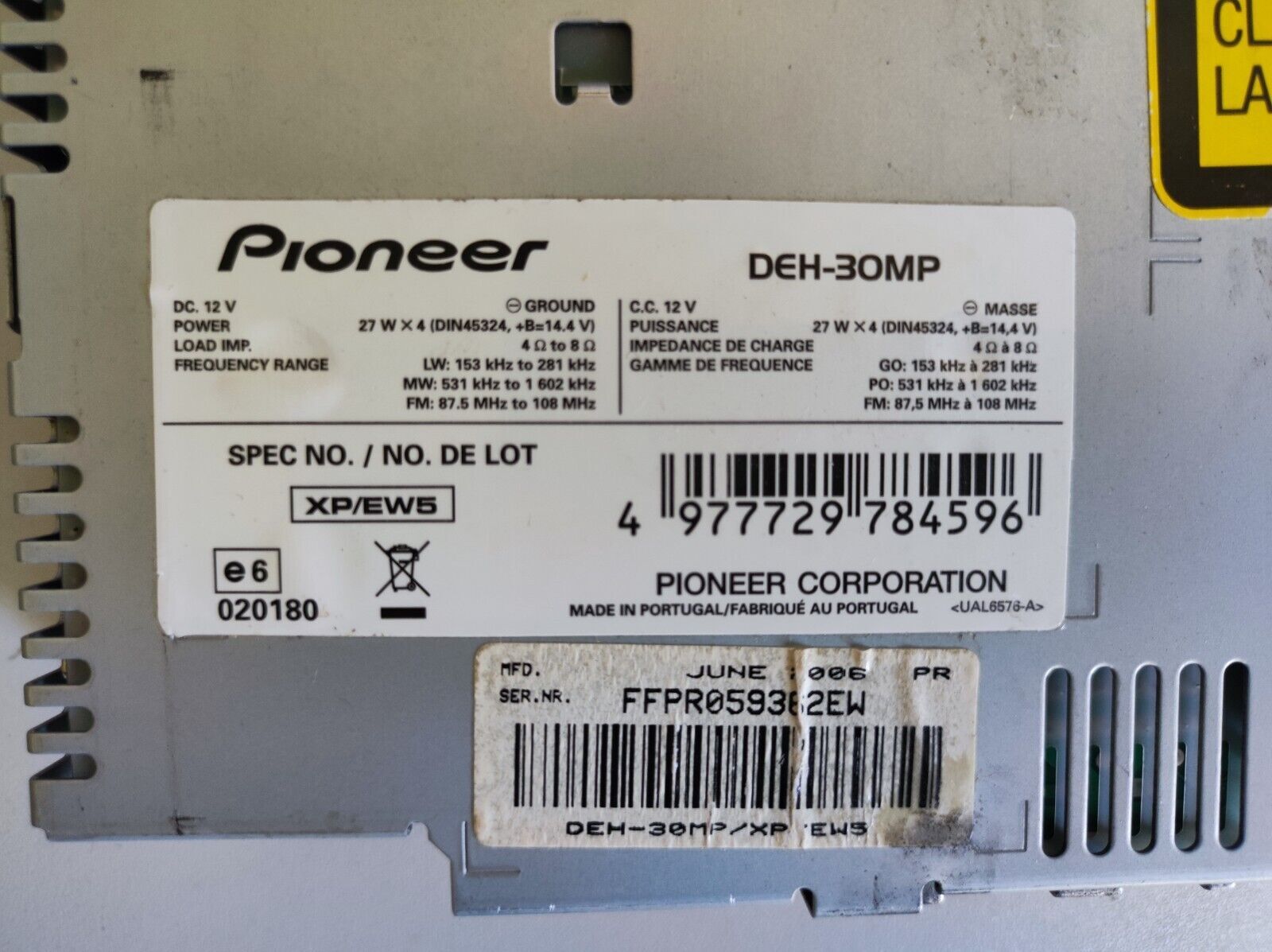 Pioneer Deh-30mp Autoradio CD Mp3 (3072) online kaufen | eBay