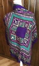 Vintage Betmar Italian Purple Turquoise Abstract Scarf 100 Rayon 30" Square