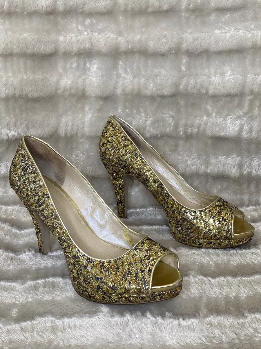 Nine west gold glitter heels hotsell
