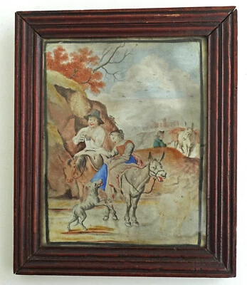 Aquarelle Dessin Couple de Paysans XVIIIème Siècle - Photo 1/4