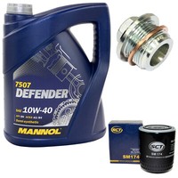 MotoröL Set 10W-40 5 Liter + ÖLfilter SM 174 + Schraube FüR Audi 80 A4 A6 A8 2.6