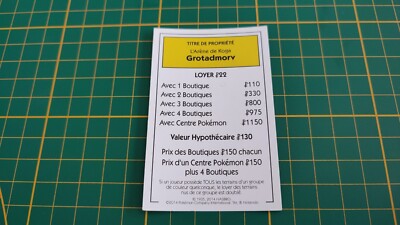 Grotadmorv Eigentumstitel Ersatzteil Monopoly Pokemon Kanto Edition #C43