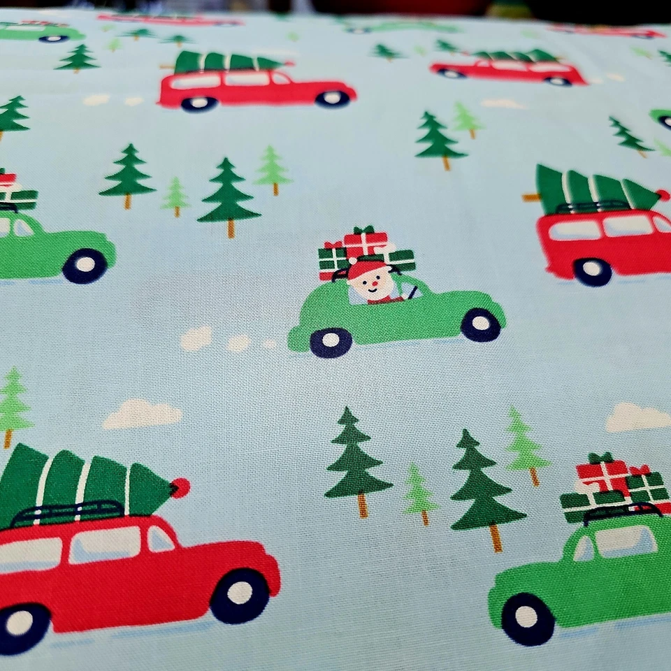 Tela de algodón de Navidad de Papá Noel para compras navideñas Michael Miller por yarda  Foto 3 de 3