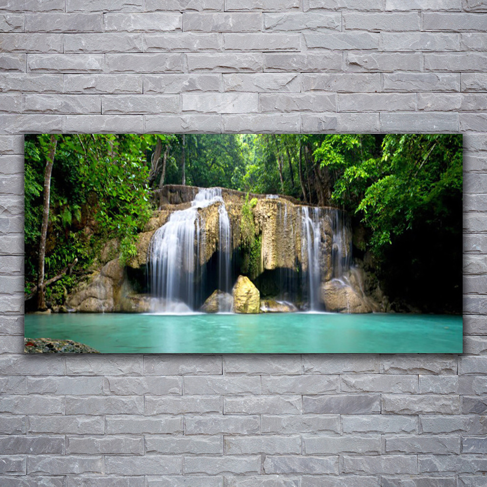 Tableau en verre acrylique 120x60 cm Chute d'eau et Arbre pour decoration murale