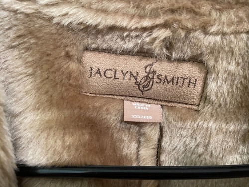 JACKLYN SMITH Full Zip Vest Faux Fur and Suede Tan Camel Pockets XXL 2X - Picture 4 of 11