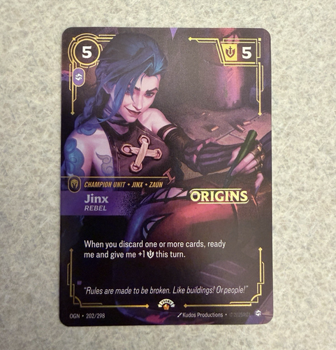Riftbound: Jinx Rebel RELEASE Promo Stamped Origins 202/298 Foil ...
