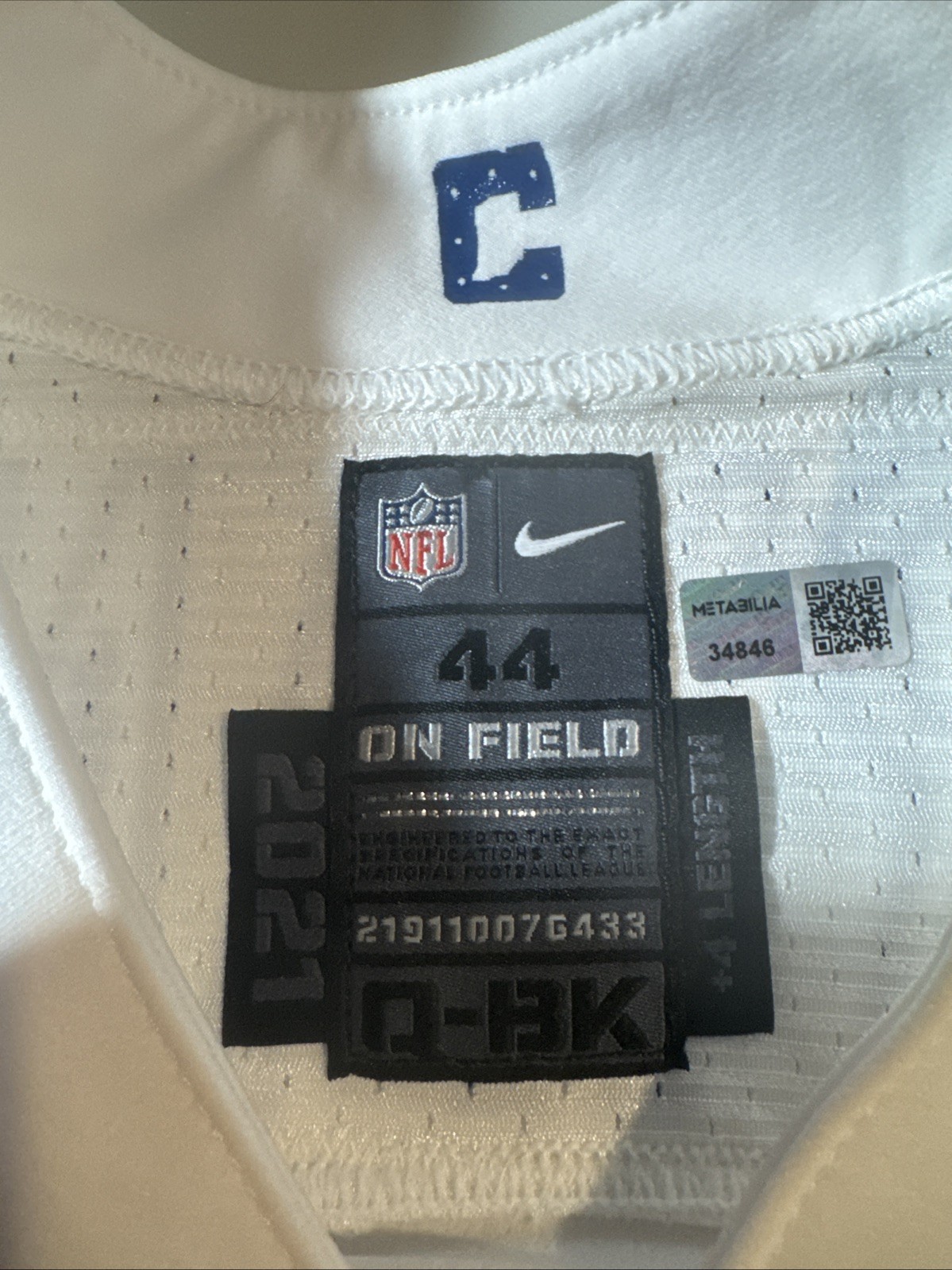 Matt Ryan Indianapolis Colts game issue/used jersey 2021/44+4 quarterback W/COA