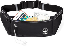 Slim Running Belt Fanny Pack, Phone Holder Waist Pack Money Belt - Black