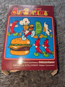 Burgertime Intellivision (1982) In Box w/Overlays, Manual, & Cartridge! Tested!