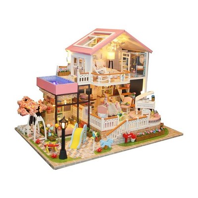 DIY Puppenhaus Mini Villa Modell großes Holz Puppenhaus Miniatur Möbel 3D Woo