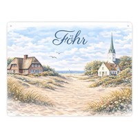 KüStenlandschaft FöHr Souvenir Metallschild XXL In 28X38 Cm Mit Kirche