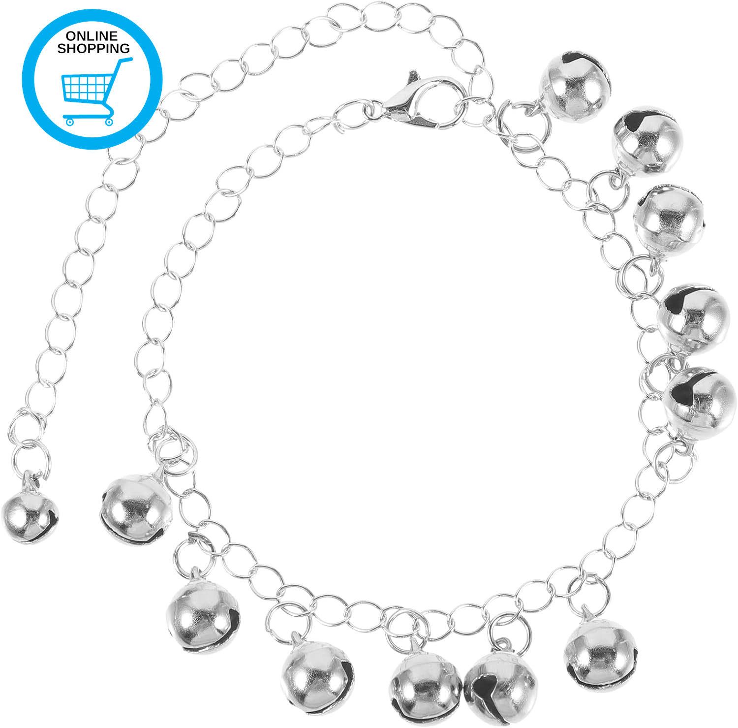 Adjustable Silver Bell Anklet for Women Jingle Charm Chain Bracelet Foot Jewelry