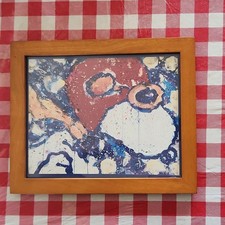 Snoopy WW1 Flying Ace Framed Abstract Mixed Media Collage, Small, Handmade Art