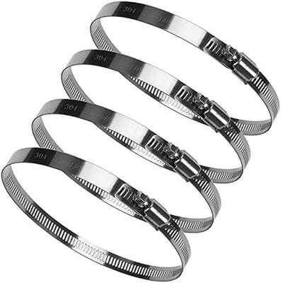 Large Hose Clamps Stainless Steel 118-140 mm, Pack of 4 Adjustable Pipe Clamp, W