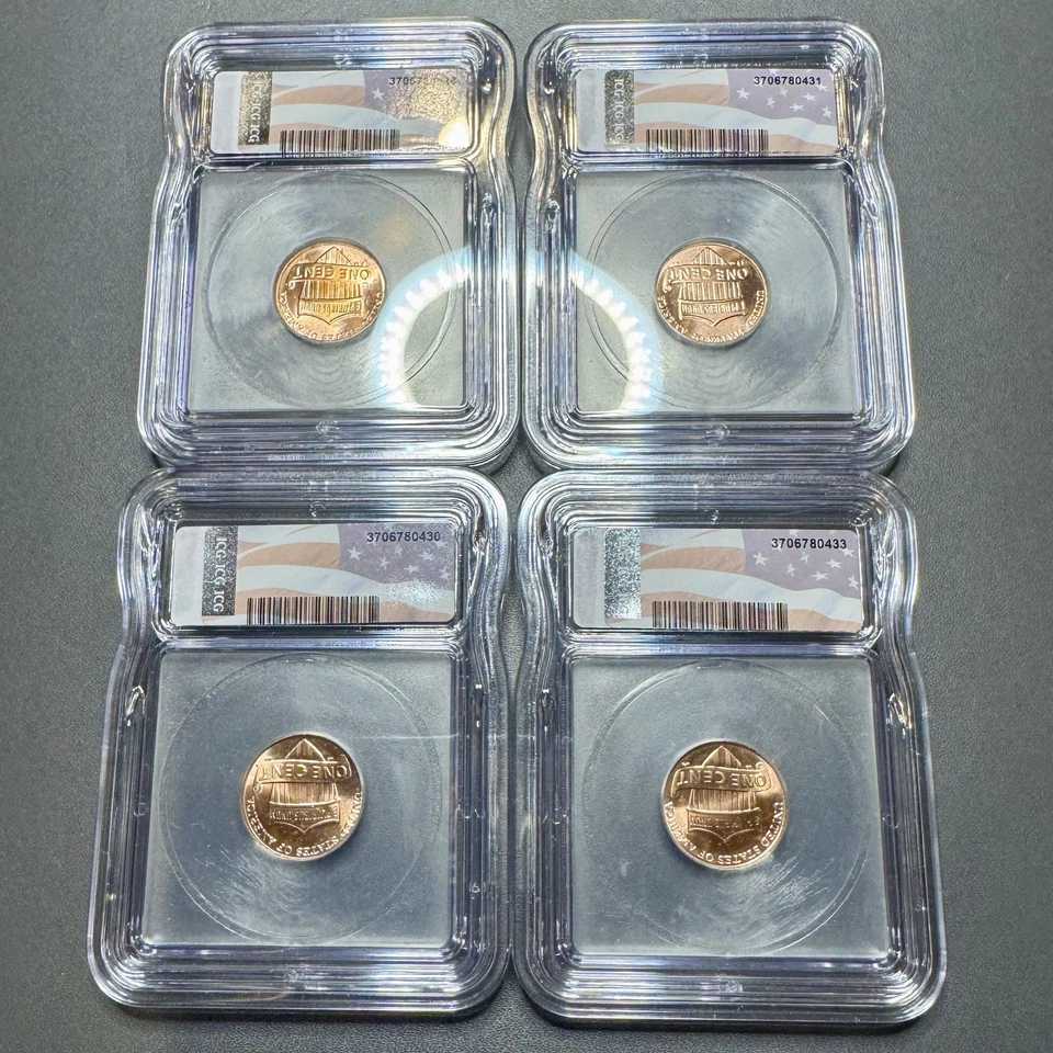 2025-D ICG MS67 RD Lincoln Penny Lot Of 4 - High Grade Gems! Last Year Of Issue - Image 2 of 2