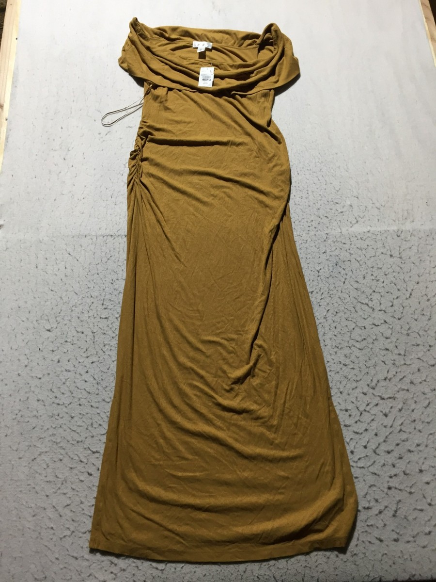 NEW Motherhood Maternity Dress Womens L Large Brown Ribbed Long Length  Flutter | eBay