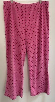 Women's Small Polka Dot Cozy Soft Fleece Elastic Waist Pull On PJ Pants Pink L