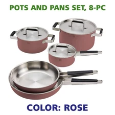 ZWILLING Pots and pans set, 8-pc, 18/10 Stainless Steel, Easy to Clean Durable