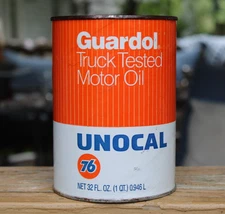 STATUE LIBERTY GRAPHIC date 1985 UNOCAL 76 GUARDOL TRUCK MOTOR OIL Old 1 qt. Can