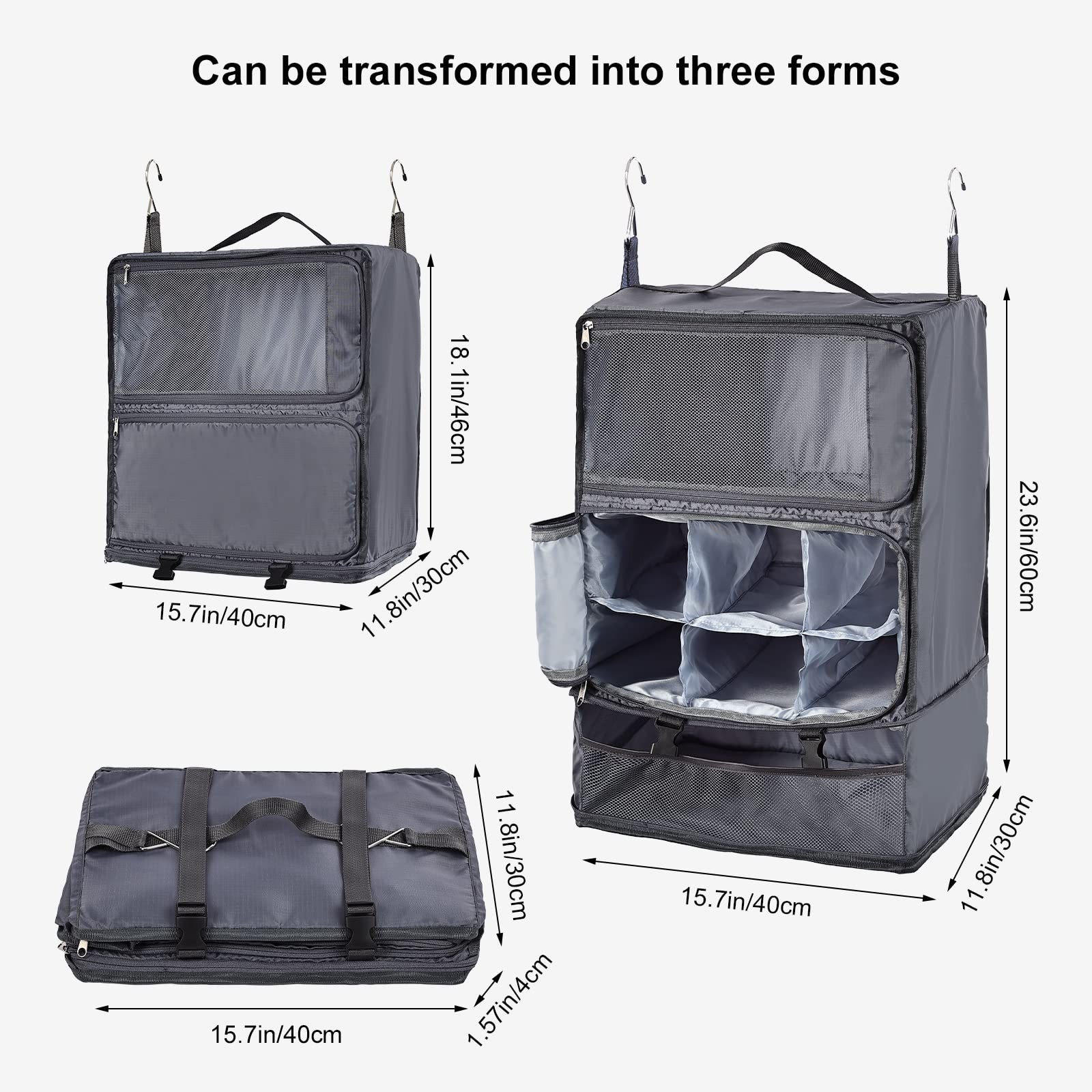 Travel Portable Hanging Shelves Closet Organizer Packing Luggage Storage with...