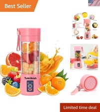 Portable Pink Blender with 6 Stainless Steel ...