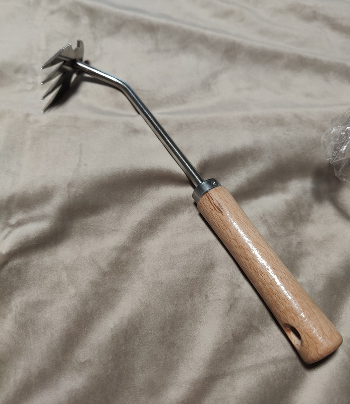 Hand Cultivator 3-Tine Steel Head Wooden Handle Brown/Silver X004G3PNLT