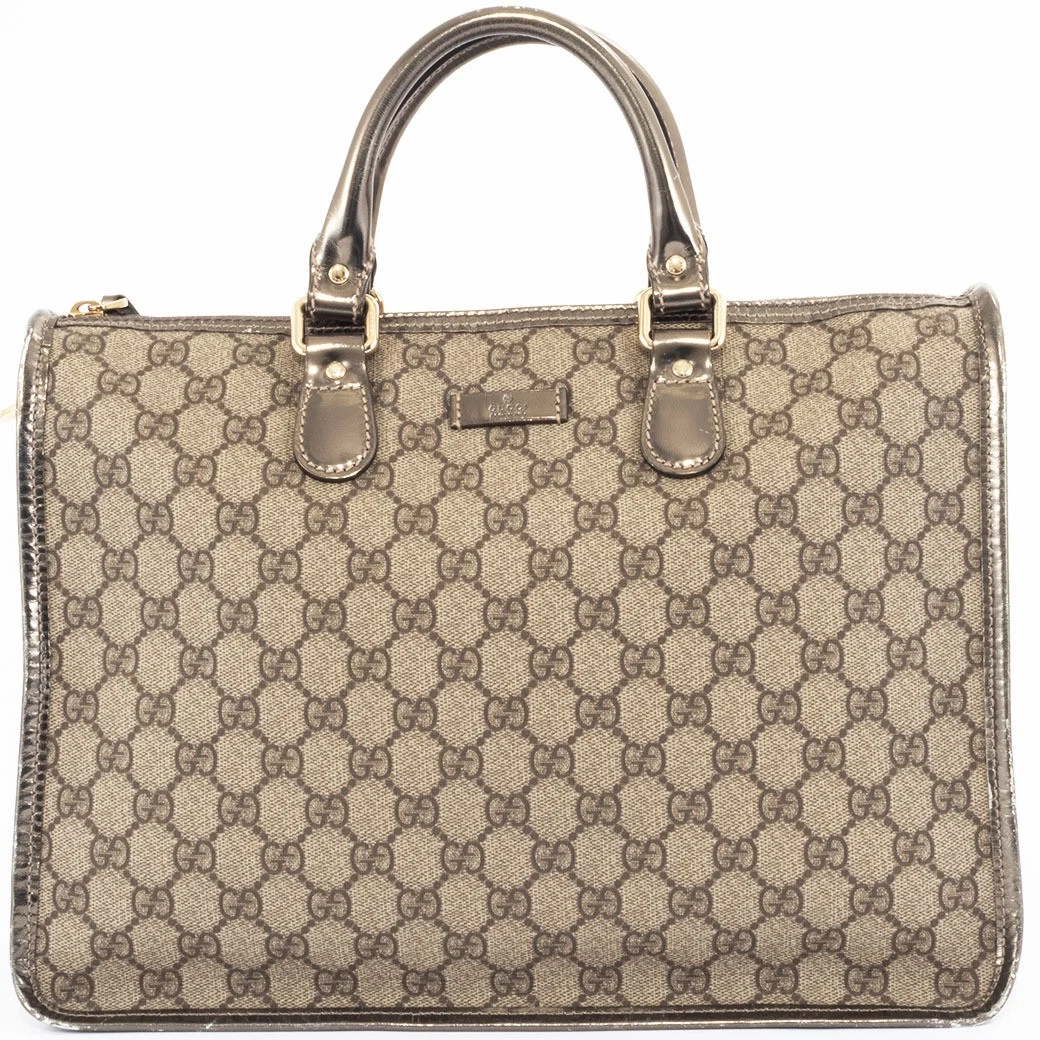 Sac à main GUCCI GG Supreme Plus 190259 PVC cuir A4 bidon lit 956157