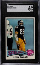Topps 1975 Lynn Swann Rookie #282 Pittsburgh Steelers SGC 6 Card. rookie card picture