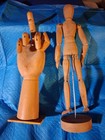 Wood  Articulated Hand W/woodburned Tattoo  & Person Artist  Drawing Models — photo 2