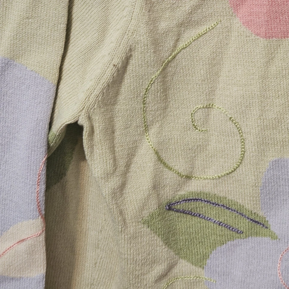 Suéter Sigrid Olson Mezcla Seda Floral Bordado Vintage Talla L Y2k Cuentas Foto 3 de 4