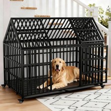 58 Inch Heavy Duty Dog Crate Escape-Proof for Large Dogs with Wheels