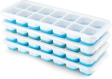 Ice Cube Trays 4 Pack,  Silicone Ice Cube Trays with Removable Lid, Easy-Release