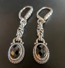 Sarda,Bali Handmade,Beautiful,Versatile,Black Spinel & Sterling Dangle Earrings