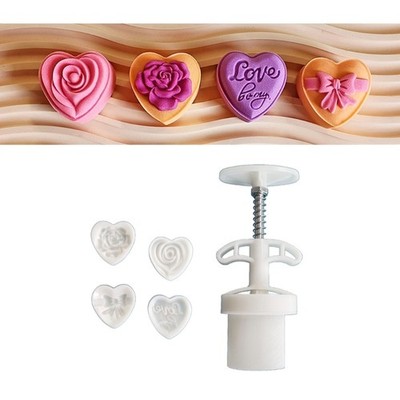 Hand-Pressure Moon Cake Mold Love Heart Rose Cookie Stamps Mooncake Makers