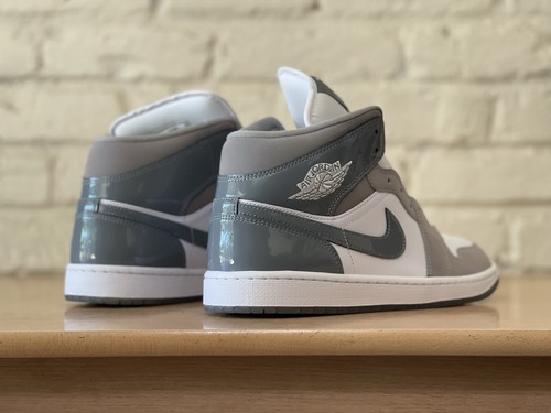 Nike Air Jordan 1 Mid SE Men Size 10 White Medium Grey Cool Grey HF3216-100 New - Picture 9 of 9