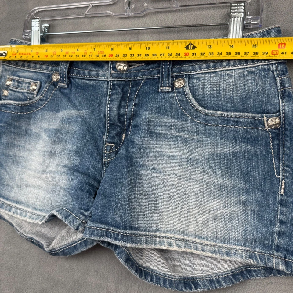 Pantalones cortos Miss Me Jeans JP6080H para mujer talla 29 azul denim adornado rosa Foto 3 de 4