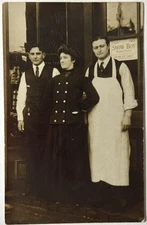 Store Butcher Snow Boy Washing Powder Sign Note On Back Antique RPPC Postcard