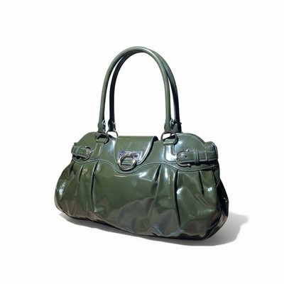Salvatore Ferragamo Olive Green Patent Leather Marisa Gancini Satchel