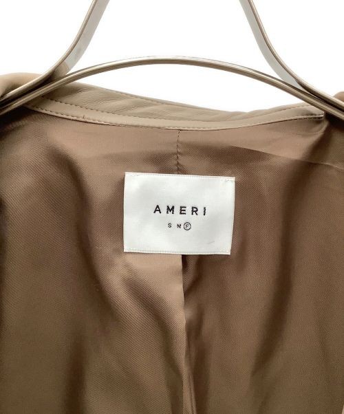 Ameri                    faux leather jacket beig… - image 4
