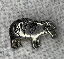 MMA 1983 Sterling Silver Hippopotamus Brooch Pin Metropolitan Museum of Art
