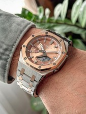 Custom Casio G-Shock GA2100 Watch - Casioak Two-Toned Silver & Rose Gold Mod