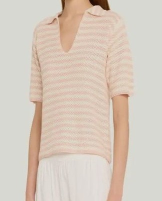 Kule Women's Pink The Lucie Crochet Polo Top Size M