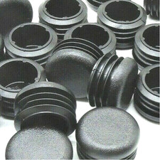 1-1/8" OD Round Tube End Plugs Black LDPE Snap-In Caps Furniture MRO