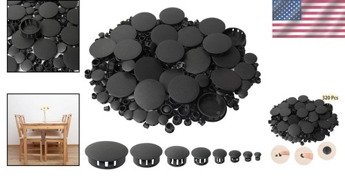 Versatile 320Pcs Black Snap-in Hole Plugs – 8 Pro Sizes for Furniture Safety - Picture 2 of 9